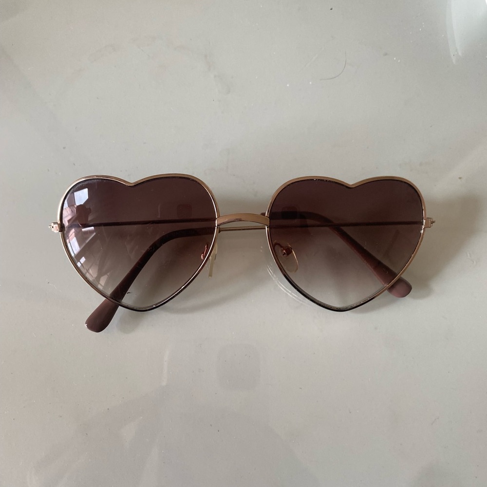 Gold Heart Shaped Sunglasses - Picture 9 of 10